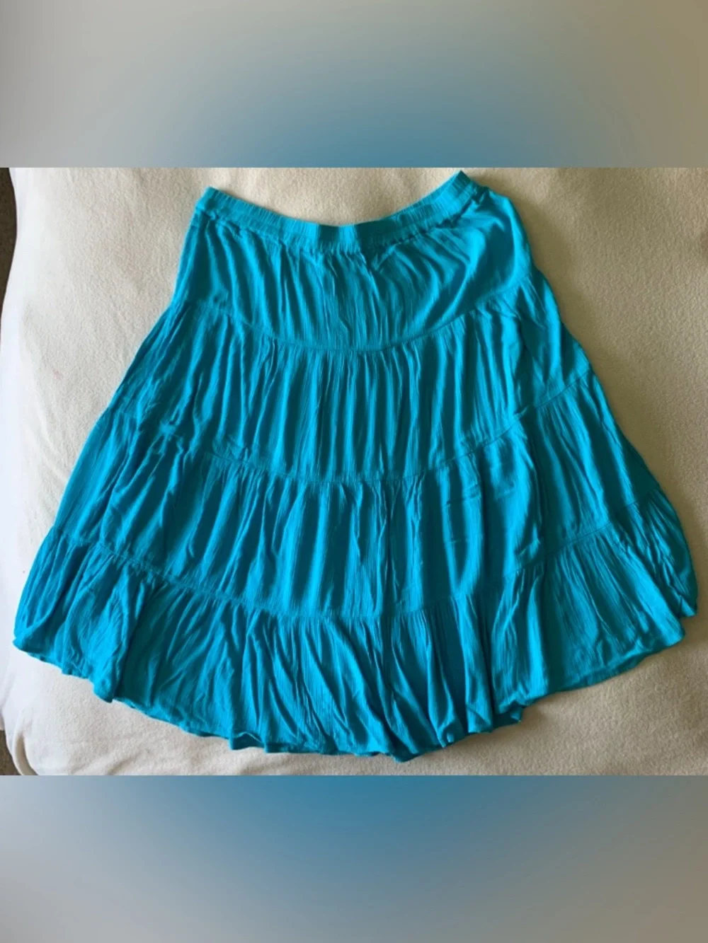 Turquoise Tiered A-Line Women's Skirt - Picture 1 of 3